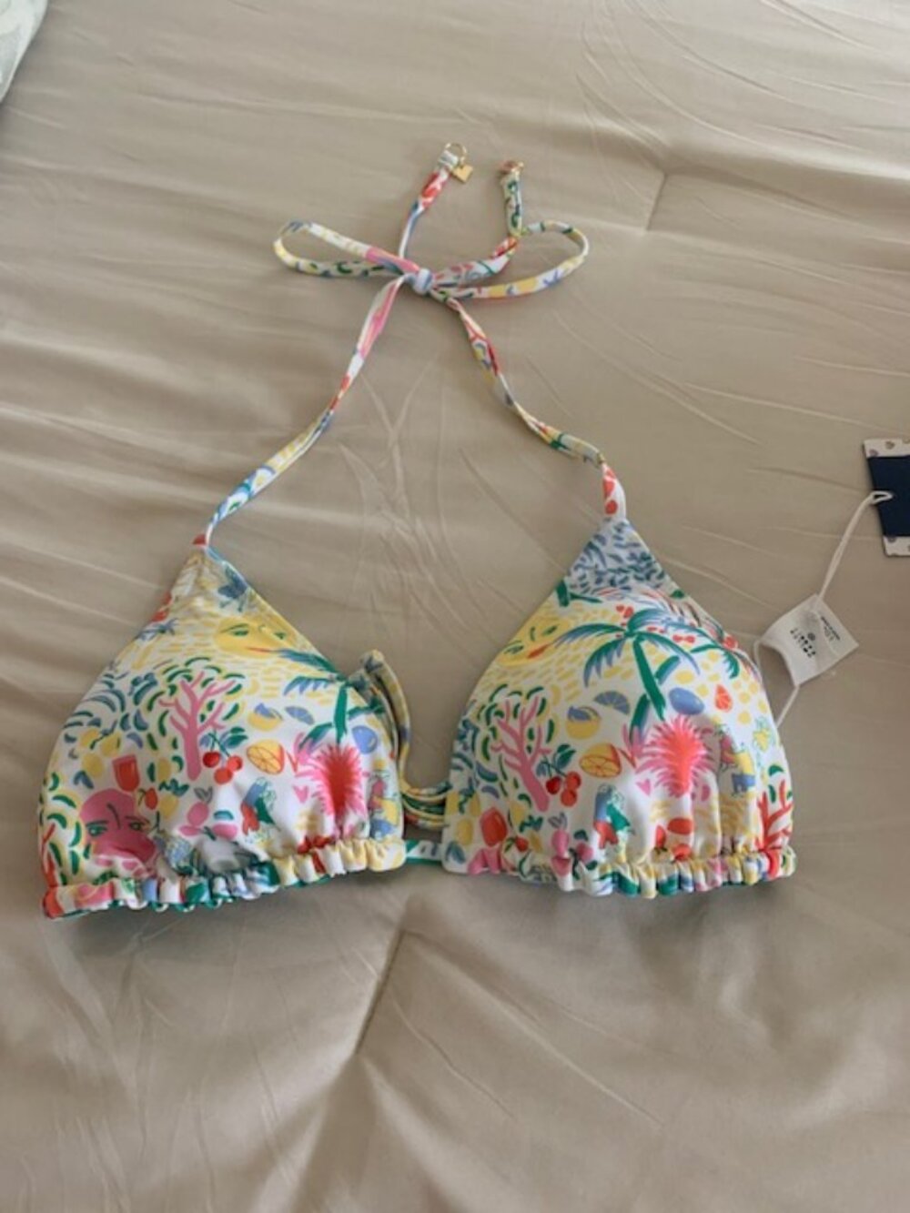 Roller Rabbit x Target Vacation/Star Geo Reversible Triangle Bikini Top Sz L NWT